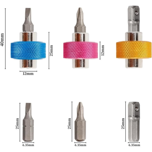 UYGDUY-3 Piece Finger Grip Drivers, 1/4 Drive Magnetic Finger Socket Wrench with Short Stubby Mini Screwdriver for Tight Space