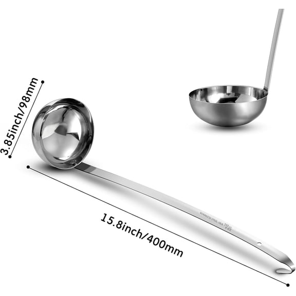 UYGDUY-3 Pieces Stainless Steel Ladle Soup Handle Ladle with Pouring Rim for Kitchen Cooking Soup Sauce (8 oz)