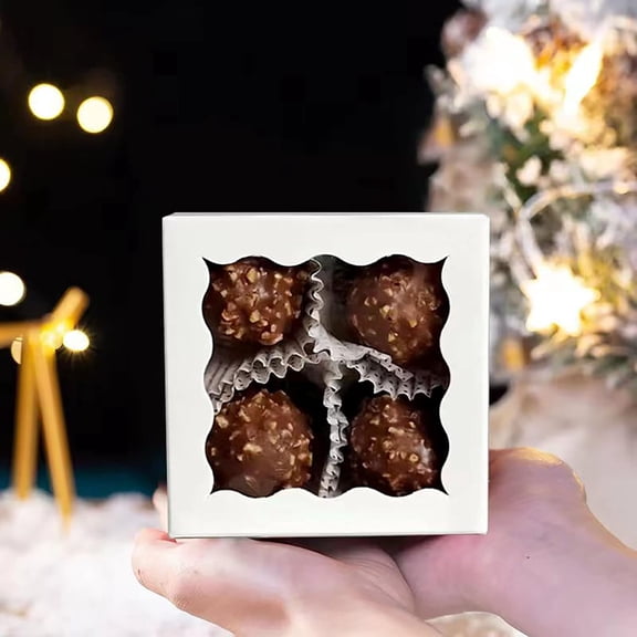 UYGDUY-3 " x 3 " x 1 " 50PCS Chocolate Truffle Boxes for 4Cookies Boxes Mini Bakery Boxes with Window for Brownie,Soap,Donut