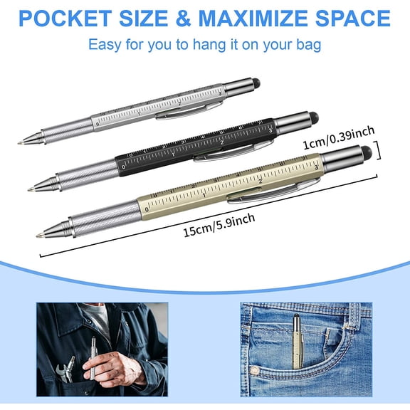 UYGDUY-30 Pcs Father's Day Multi Tool Pens Gift Pen Bulk for Men 6-in-1 Multitool Pen with Ruler, Level Gauge, Ballpoint, Stylus, Screwdrive Multifunction Birthday Gifts (Multi Color)