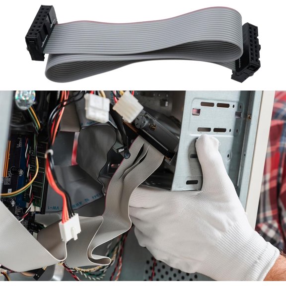 UYGDUY-30CM 16-Pin IDC Connector Flat Ribbon Cable with Black 2.54mm FC Dual Row Female to Female Sockets, 6 Pieces