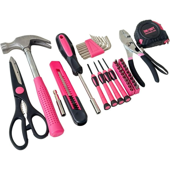 UYGDUY-39-Piece Household Tools Kit Essential Home Repair Set with Plastic Toolbox Ideal for College Students, Home Use & More