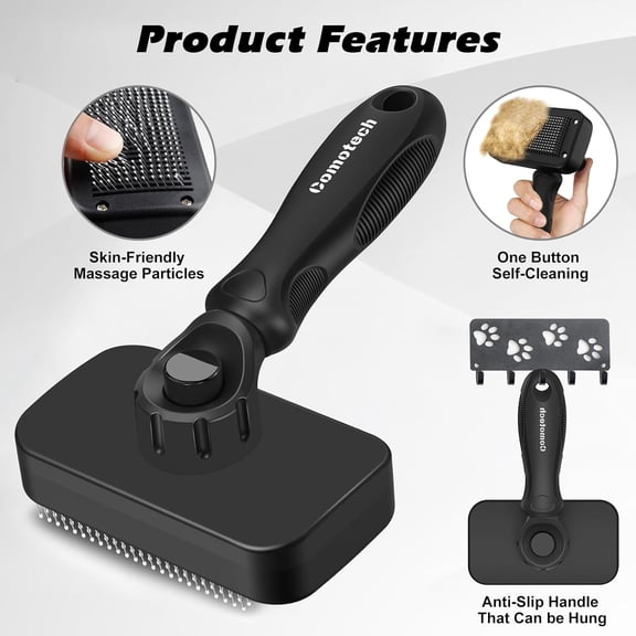 UYGDUY-3PCS Cat Grooming Supplies, Cat Brush & Nail Clipper/Trimmer & Flea Comb for Shedding Indoor Cats Essentials Stuff Accessories (Black Grey)