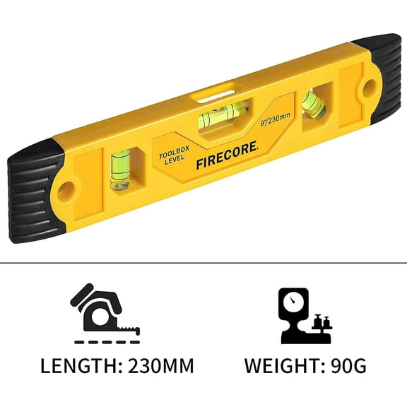 UYGDUY-3pcs Magnetic Torpedo Level, 9-Inch Shockproof Toolbox Level with 3 Bubble Spirit Level 45 90 180 Degree