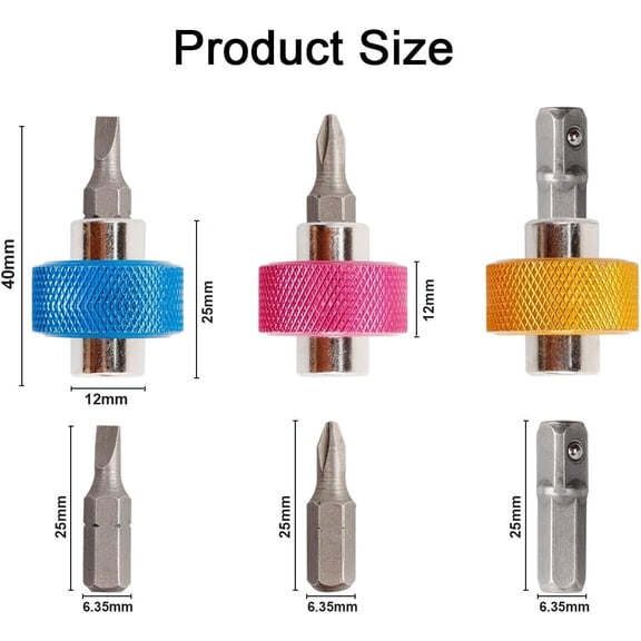 UYGDUY-3pcs Mini Finger Grip Driver, Finger Socket Driver Set with 1/4 Inch Hex and Square Socket, Blue/Pink/Yellow