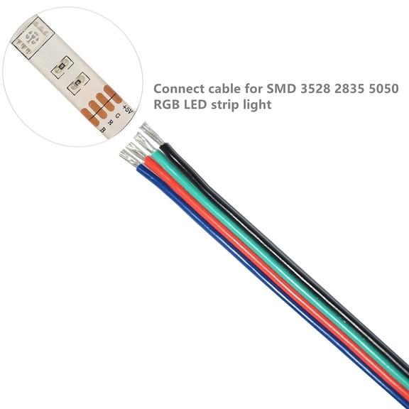 UYGDUY-4 Core Cable 22awg Electrical Wire 40 Feet 4 Pin RGB Extension Cable Line Cord 4 Color for Single LED Strip Light