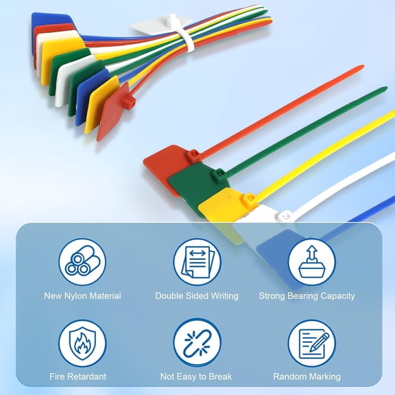 UYGDUY-4 in Marker Nylon Cable Ties, Plastic Water Proof Tags, Self-Locking Written-on Cable Marker, Security Seals Label for Cabling, Wire Marking Label, Shipping Hanging Tags - Mulit Colors/ 100pcs