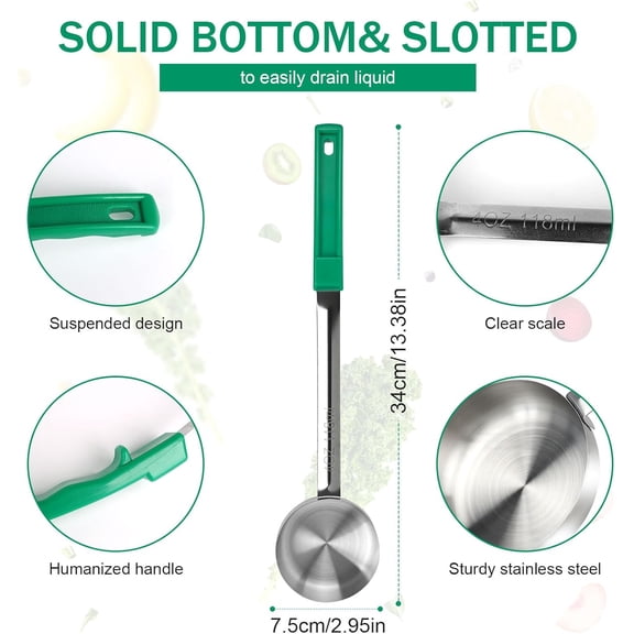 UYGDUY-4 Ounce Solid Stainless Steel Portion Control Ladle Spoon - Pizza Sauce Serving Spoons Portion Ladle for Sauces, Perfect for Weight Watchers, Buffets, Parties