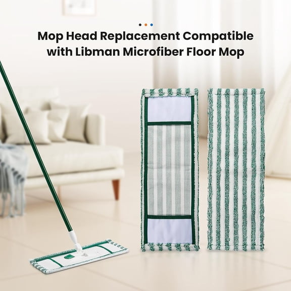 UYGDUY-4 Pack Microfiber Mop Heads for Libman Microfiber Floor Mop, Mop Pads Refills for Libman Mop Head Replacement, Reusable & Washable Pads for Multi-Surface Floors, Wet & Dry Cleaning Pad