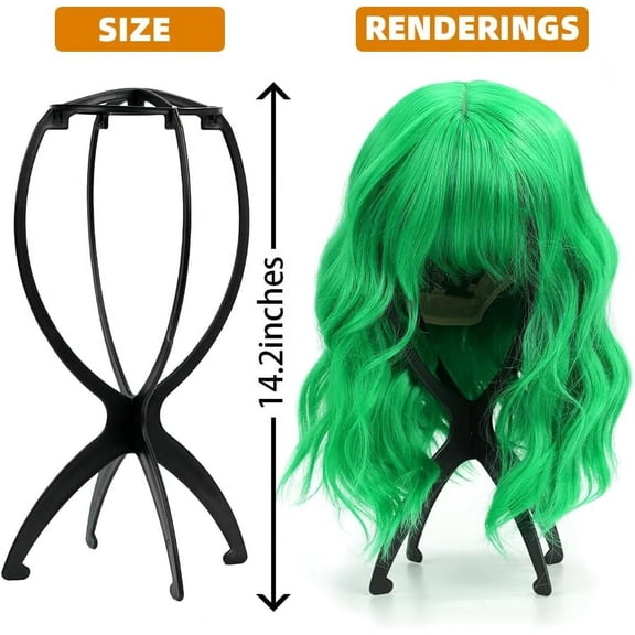 UYGDUY-4 Pack Wig Stand, 14.2 Inches Travel Head Stand for Multiple Wigs, Premium Portable Wig Holder (Black)