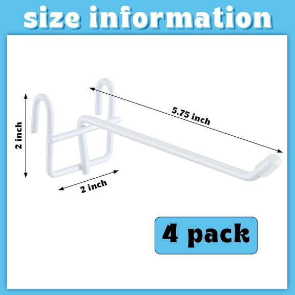 UYGDUY-4 Pcs Accessory Hooks for Wire Shelving with Rubber Cover Heavy Duty Metal Hooks for Hanging Kitchen Utensils Wire Shelf Accessories Room Organization (White)