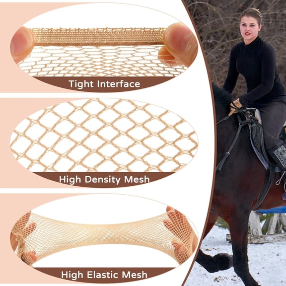 UYGDUY-4 Pieces Equestrian Hair Net Women Ride Hair Net No Knot Cap Weaving Caps Wig for Long and Short(Light Brown)