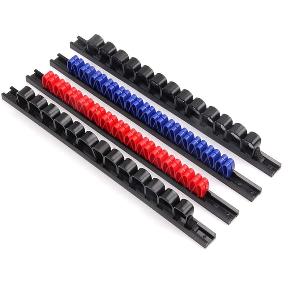 UYGDUY-4 pcs Screwdriver Organizer and Wrench Organizer, Hand Tool Holder, Plastic Rail Wrench Hanger with Clips