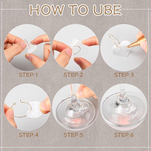 UYGDUY-40 Pcs DIY Wine Charms for Glasses Acrylic Wine Charms with Rings Tags Marker Pen Blank Glass Labels Bulk for Stem Cocktail Champagne Wedding Dinner Party Favor