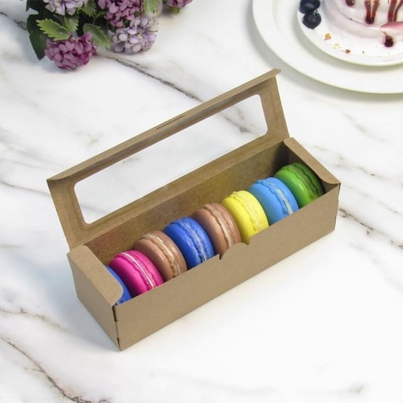 UYGDUY-40 Pieces Small Pastry Boxes with Window,Small Bread Box,Packaging for Baked Goods,Muffin,Cookies,Candy,Chocolate,Macaron,Takeout Boxes (Brown, 7X2")