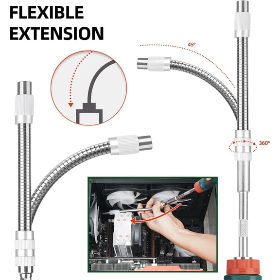 UYGDUY-43-Piece Ratcheting Flexible Screwdriver Set, Premium S2 Bits, Flexible extension and Adapter with Storage Case for DIY, Home Repair, Computer, Bicycle for Tight Spaces