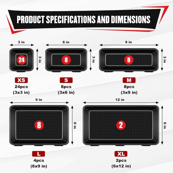 UYGDUY-46Pcs Tool Box Organizer Tray Divider Set, Tool Chest Drawer Organizer for Garage Organization and Storage, Workbench Tool Accessory Divider for Tool Cart and Repair Small Parts Storage