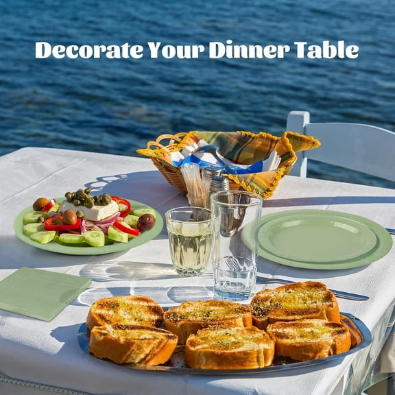 UYGDUY-48 Pieces Sage Green Party Supplies Solid Sage Green Tableware Including 7 Inch and 9 Inch Paper Dinner Plates 2 Ply Napkins for Wedding, Birthday Party, Picnic, Barbecue (Serves 16)
