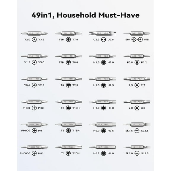 UYGDUY-49in1-S2 Precision Screwdriver Set, [Super Durable] Ultra Compact Small Magnetic Mini Repair Tool Kit, Tiny Screw Driver with Torx Flat bits Fits Ring Doorbell, Watch, Laptop, Eyeglass, Camera