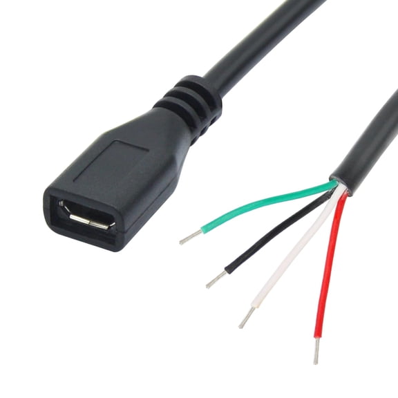 UYGDUY-4Pcs Short Micro USB Female 4 Pin Bare Wire 11inch,24AWG USB 5V/2A 4 Pin Pigtail Open End Power and Data Cable,for USB Equipment Installed or Replacement Repair DIY Cable