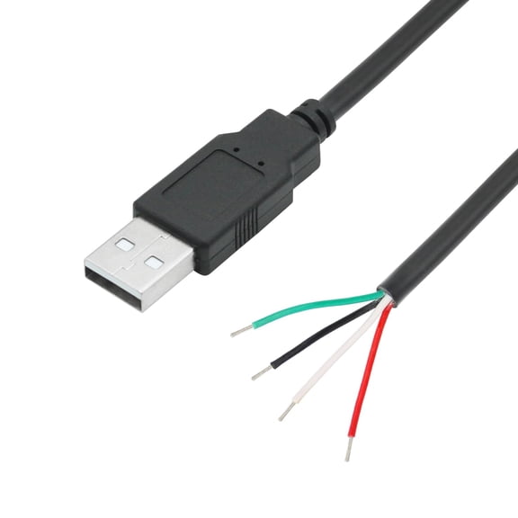 UYGDUY-4Pcs USB A Male 4 Pin Bare Wire 1M/3FT, 5V/2A USB 4 Pin Pigtail Open End Power Data Cable, Tail Tinning, for USB Equipment Installed or Replacement Repair DIY Cable