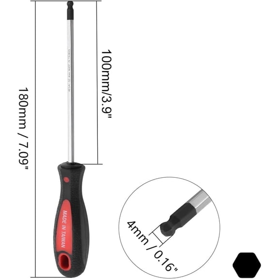 UYGDUY-4mm x 100mm Ball Head Precision Screwdriver Hex Design Wrench Hand Tool 1Pcs