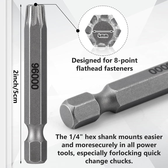 UYGDUY-4pcs Spider Driver Bits, 8 point star bit 2" length bits S2 Steel Bit with Magnetic for 8 point Flathead Fastener, Power Screwdriver Drill Impact Driver