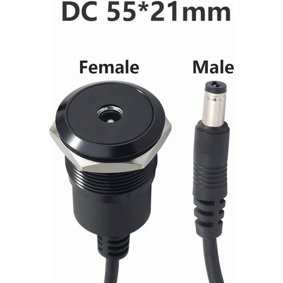 UYGDUY-5.5mm x 2.1mm DC Power Extension Cable,Female to Male DC Power Panel Mount Connector for Security Camera, LED Strip, CCTV IP Surveillance(Cable Length 25cm/9.84inch)