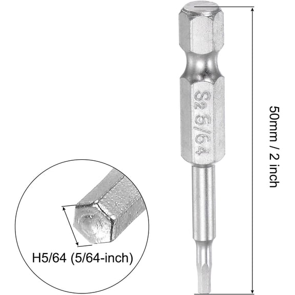 UYGDUY-5/64" Magnetic Hex Head Screwdriver Bit, 1/4" Hex Shank 2" Length S2 Steel Power Tool, 10 Pcs