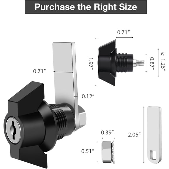 UYGDUY-5/8 Inch Black Toolbox Lock with Keys, Cabinet Locks Keyed Alike, Tubular Cam Lock, Tool Box Locks with Manual, Zinc Alloy1Pack