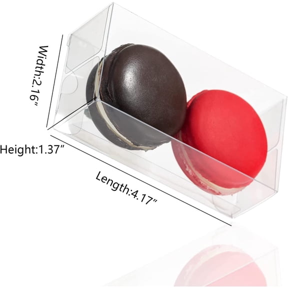 UYGDUY-50 Pack Clear Macaron Boxes for 2, Mini Treat Boxes Chocolate Covered Orec Boxes Chocolate Truffle Boxes Browines BoxesPastry Boxes Candy Boxes(4.17" x 2.17" x 1.38")