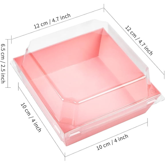 UYGDUY-50 Pack Small Charcuterie Boxes with Clear Lids, 4 Inches Paper Bakery Boxes Dessert Boxes Disposable To Go Food Containers for Cookie, Cake Slice, Mini Cake, Chocolate Strawberry (Pink)