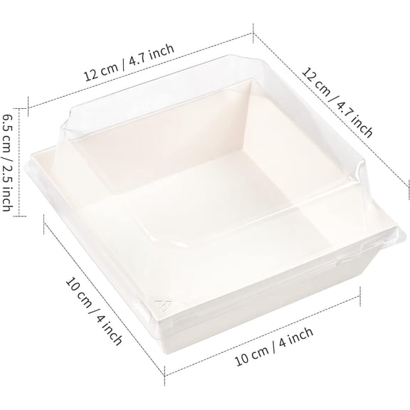 UYGDUY-50 Pack Small Charcuterie Boxes with Clear Lids, 4 Inches Paper Bakery Boxes Dessert Boxes Disposable To Go Food Containers for Cookie, Cake Slice, Mini Cake, Chocolate Strawberry (White)