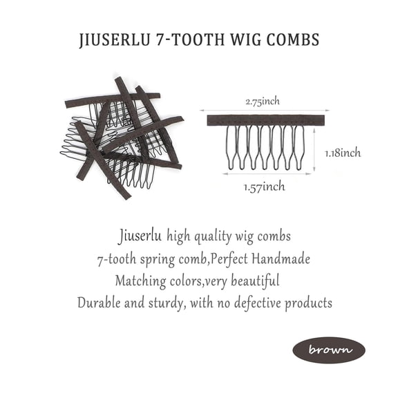 UYGDUY-50 Pieces Wig Combs Wig Clips Wig Combs to Secure Wig 7-teeth Wig Accessories Tools For Making Wig Caps (Brown,50 Pcs)