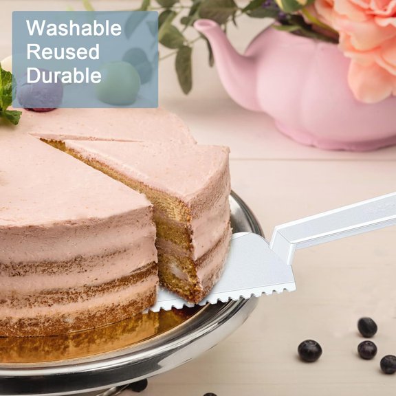 UYGDUY-50Pcs Plastic Disposable Cake Cutter 9.1Inch Wedding Pie Server Plastic Spatula Cake Server Cutting Knives Pie Pizza Pastry Slicer Serving Utensils (Clear)