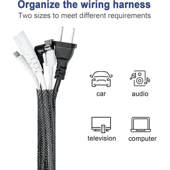 UYGDUY-50ft - 1/2 Inch & 1/4 Inch Expandable Braided Cable Sleeve, Braided Wire Sleeving, Cable Wrap Mesh Wire Loom