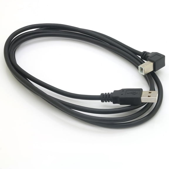 UYGDUY-59inch USB 2.0 High Speed Printer/Scanner Right Angle Cable USB Printer Cable 90 Degree USB 2.0 A Male to B Male Printer Scanner USB B Cable Cord with 480Mbps (Down Angle, 4.9Feet)