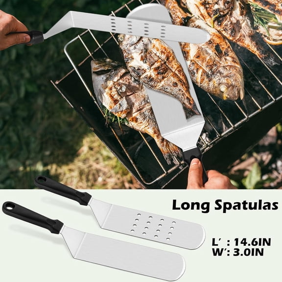 UYGDUY-5Pcs Griddle Accessories Kit, Stainless Steel Flat Top Griddle Accessories Set of 5, Outdoor Metal Spatulas Tool Set for Flat Top Hibachi Teppanyaki Kitchen Cooking, Dishwasher Safe