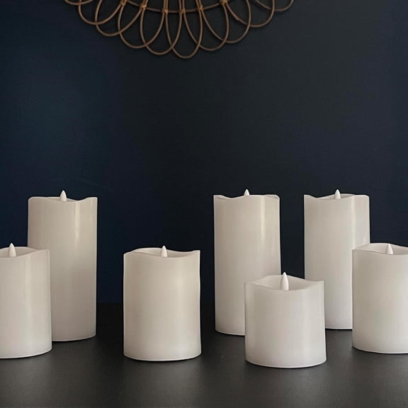 UYGDUY-6 Count White Real Wax 3x3 Flameless LED Pillar Candles with Remote and Timer