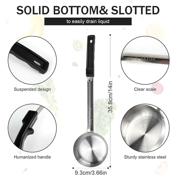 UYGDUY-6 Ounce Solid Stainless Steel Portion Control Ladle Spoon - Pizza Sauce Serving Spoons Portion Ladle for Sauces, Perfect for Weight Watchers, Buffets, Parties