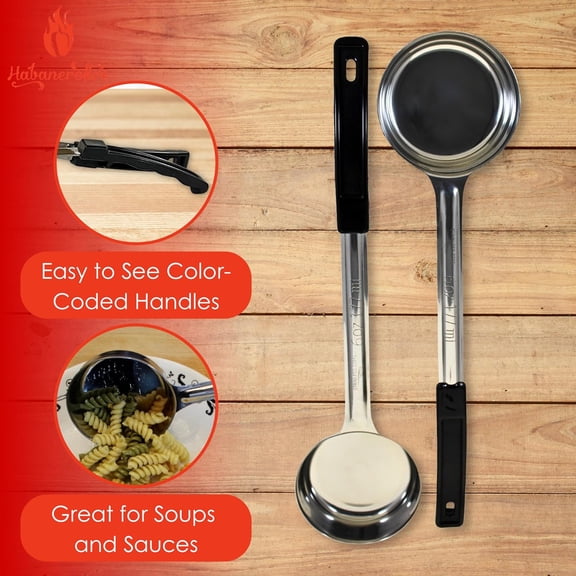 UYGDUY-6 Ounce Solid Stainless Steel Portion Control Ladle Spoon for Measuring and Serving; Commercial Grade Serving Scoops [Pack of 2]