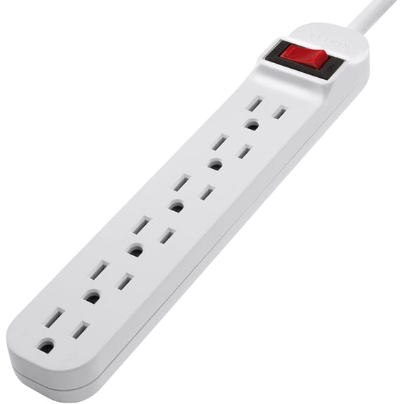 UYGDUY-6-Outlet Power Strip With 3ft Cord, White