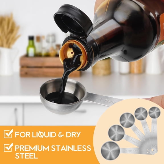 UYGDUY-6 PCS 1 Teaspoon(5 mL | 5 cc | 1 Tsp | 1/3 Tablespoon) Stainless Steel Single Measuring Spoon, Easy to Use and Easy to Wash Metal Measuring Spoons Kitchen Gadgets for Cooking & Baking