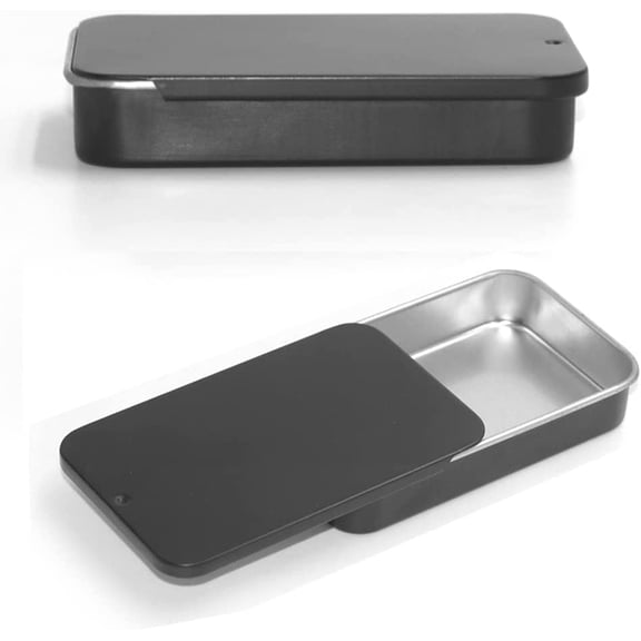 UYGDUY-6 Pack Metal Rectangular Sliding Lid Tin Boxes Black, Containers Portable Box Small Storage Kit Home Organizer, Model 805015
