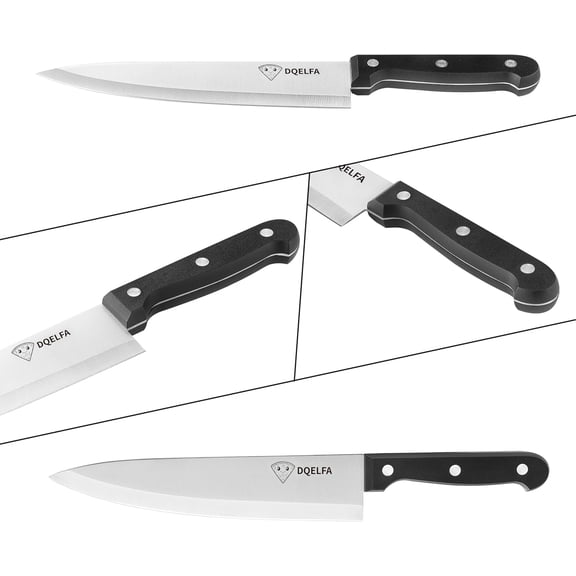 UYGDUY-6 Piece Kitchen Knife Set, Stainless Steel Knife Set With Ergonomic Handle, Rustproof, Dishwasher Safe (Black, Fun Food Icons)