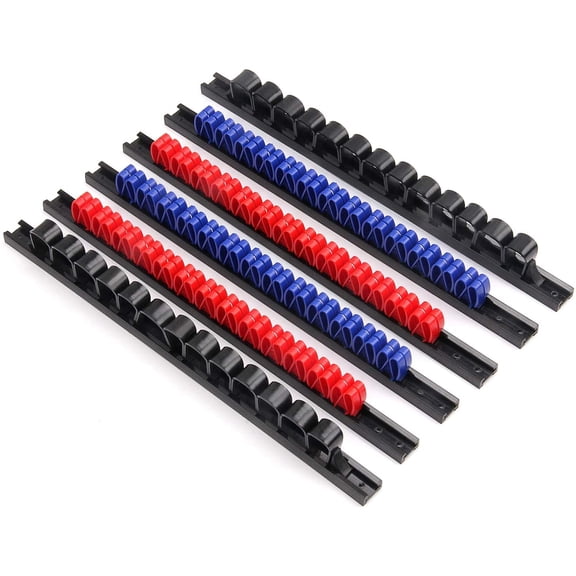 UYGDUY-6 Piece Screwdriver Organizer and Wrench Organizer, Hand Tool Holder, Plastic Rail Wrench Hanger with Clips
