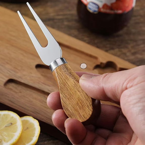 UYGDUY-6 Pieces Cheese Knife Set,Cheese Knives Wood Handle Stainless Steel Cheese Slicer Cutter Fork Spreading Cheese Knife Gift Set of 6 Charcuterie Board Cheese Knife - Set of 6