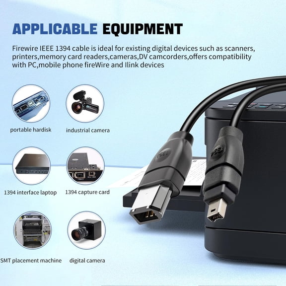 UYGDUY-6 Pin to 4 Pin Firewire Cable iLink DV Cable Firewire 400 IEEE 1394a Cord for Computer Laptop PC to Camera Camcorder (6ft,6Pin to 4Pin)