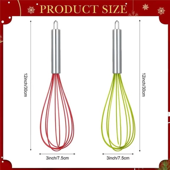 UYGDUY-6 Sets 12 Inch Whisks Bulk DIY Fillable Whisk Gifts Colored Silicone Whisks for Cooking Heat Resistant Egg Beaters for Candy Holder Party Favors