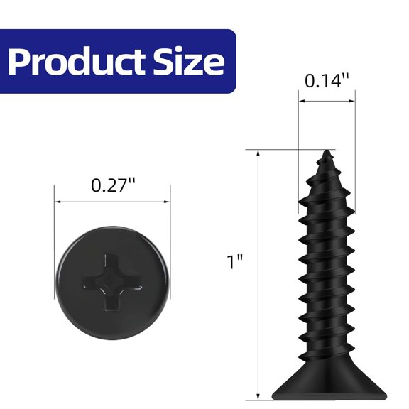 UYGDUY-#6 x 1 Flat Head Self Tapping Screws, 304 Stainless Steel 18-8 Wood Screw, Black Finish, Screwdriver Bit Included, 100 PCS